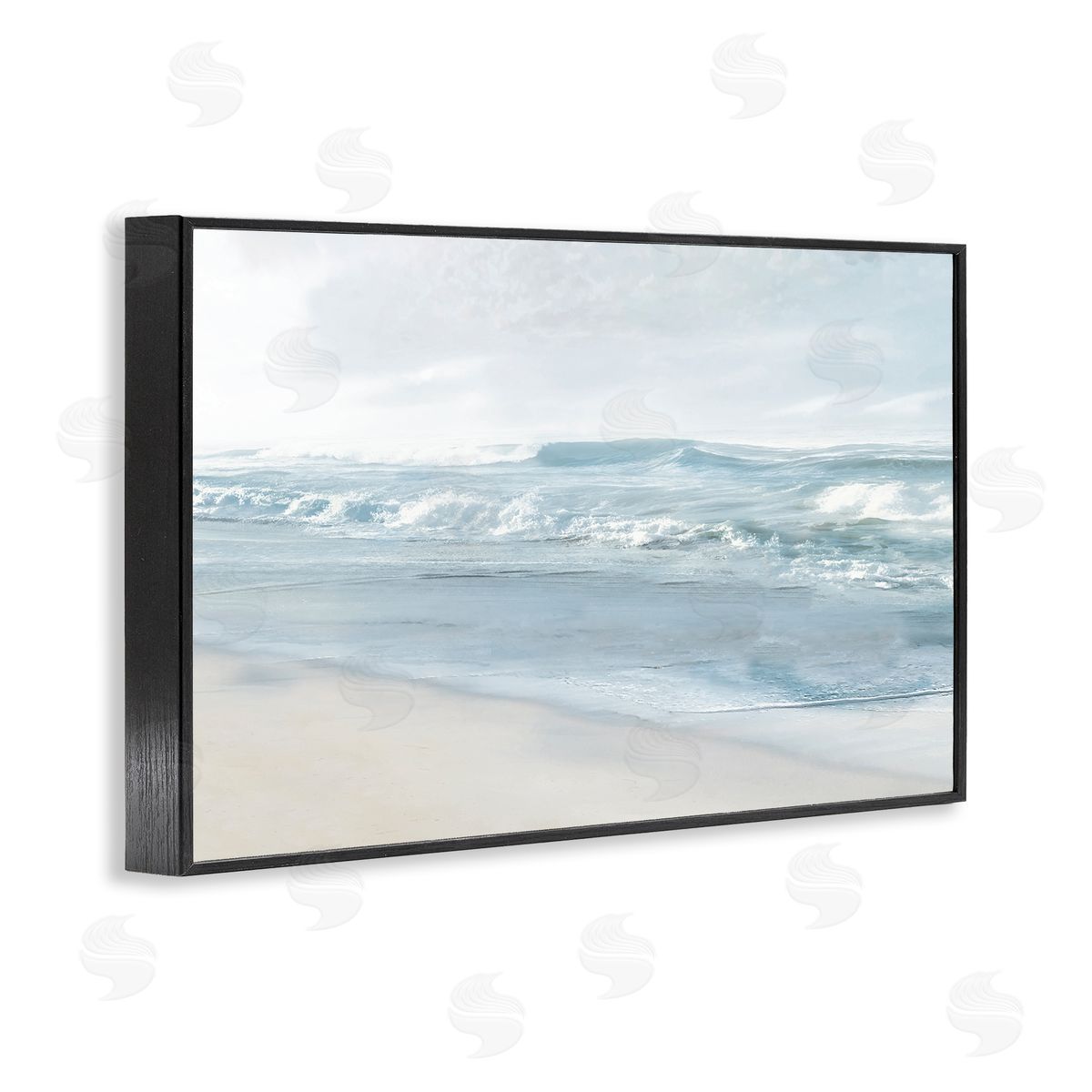 Calm Blue Beach Waves Black Frame Print Wall Art, Home Decor by Mike Calascibetta