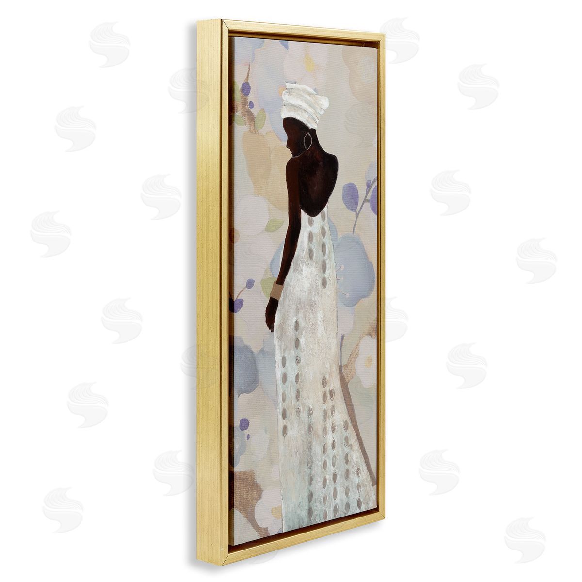 Chic Natural Hues Woman Gold Floating Frame Canvas Wall Art, Home Decor by Janet Tava