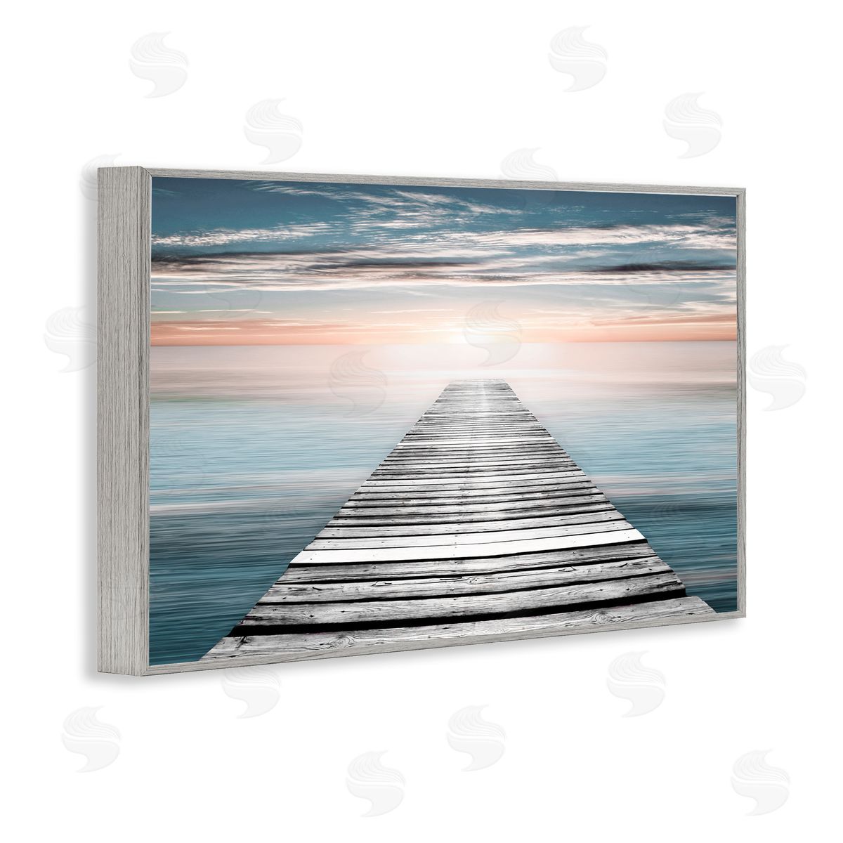 Sunlit Dock Planks Grey Frame Print Wall Art, Home Decor by Natalie Carpentieri