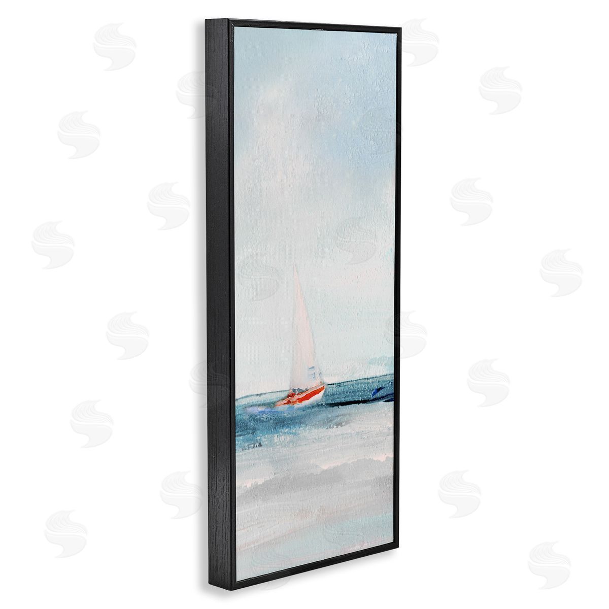 Sailboat in Distance Black Frame Print Wall Art, Home Decor by Sally Swatland