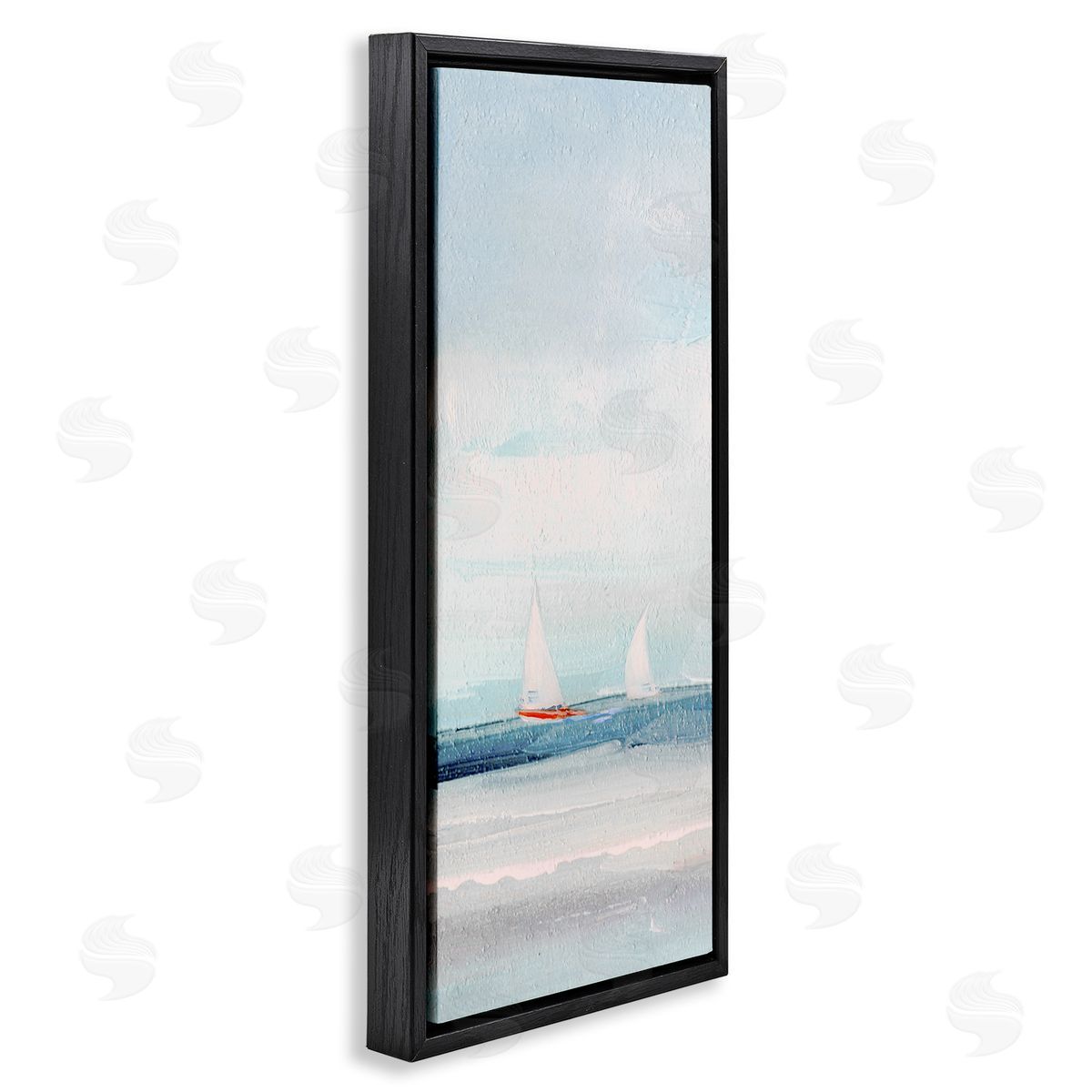 Sailboat Pair Floating Black Floating Frame Canvas Wall Art, Home Decor by Sally Swatland