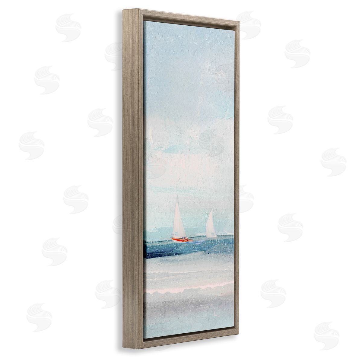 Sailboat Pair Floating Brown Floating Frame Canvas Wall Art, Home Decor by Sally Swatland