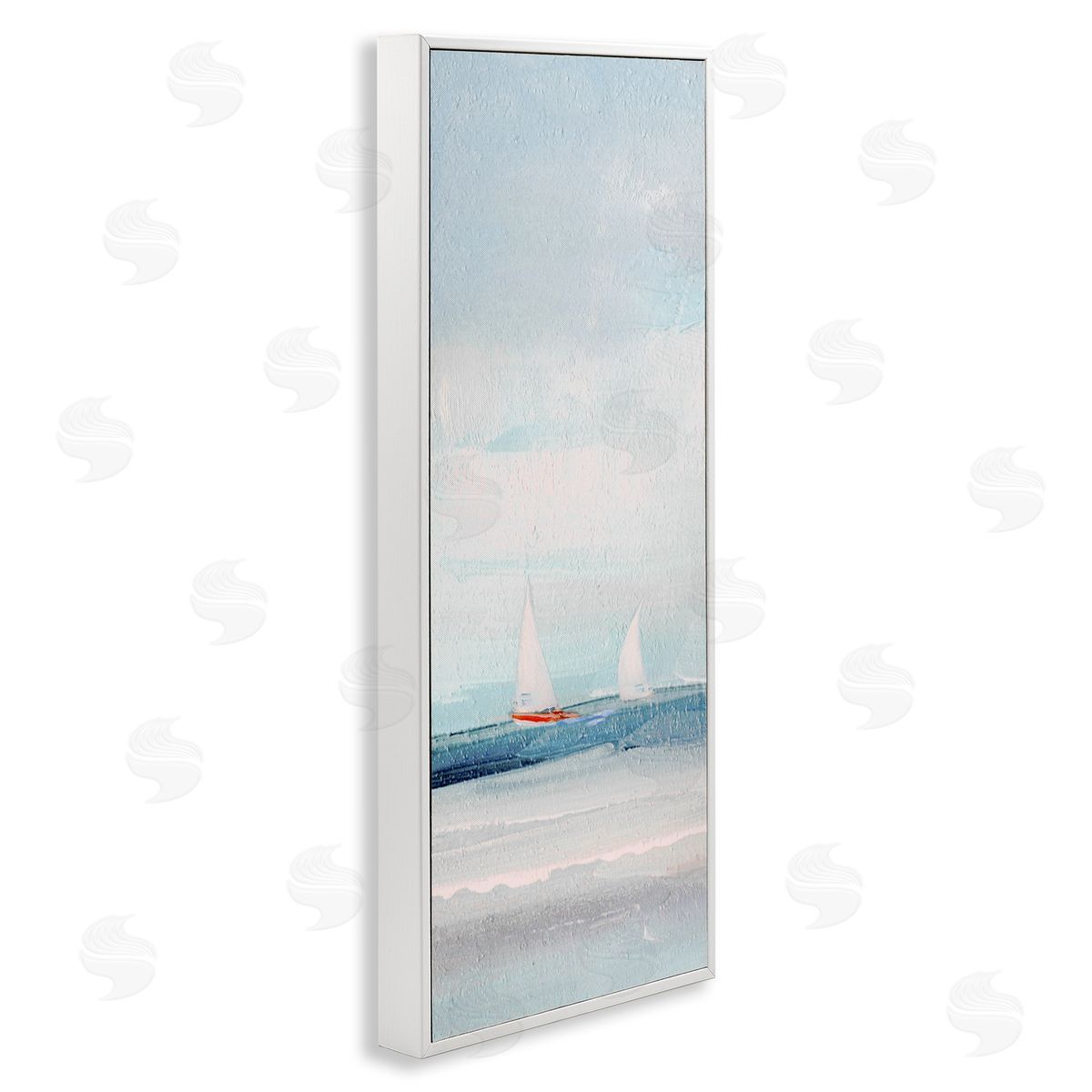 Sailboat Pair Floating White Frame Print Wall Art, Home Decor by Sally Swatland