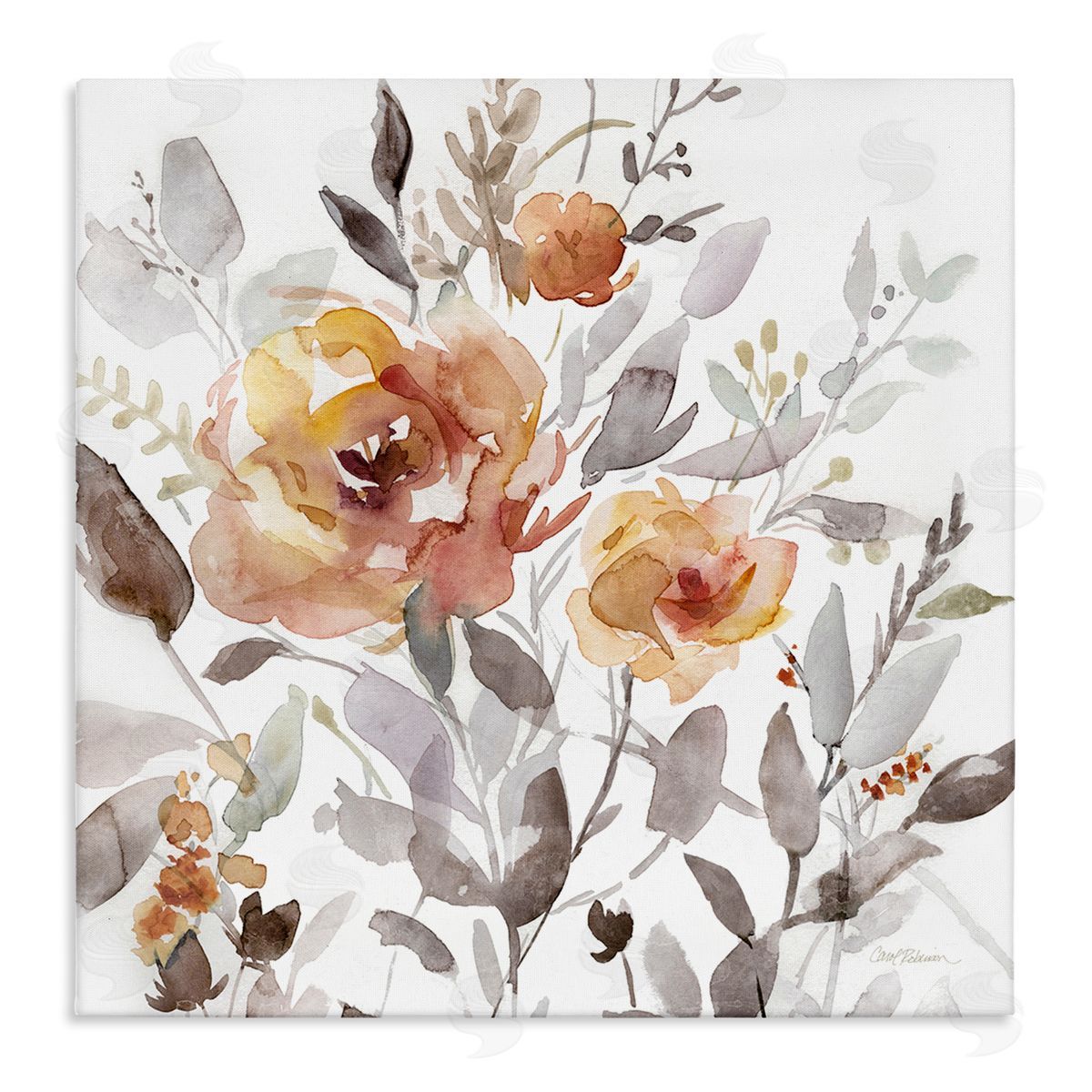 Energetic Florals on White Canvas Wall Art, Home Decor by Carol Robinson