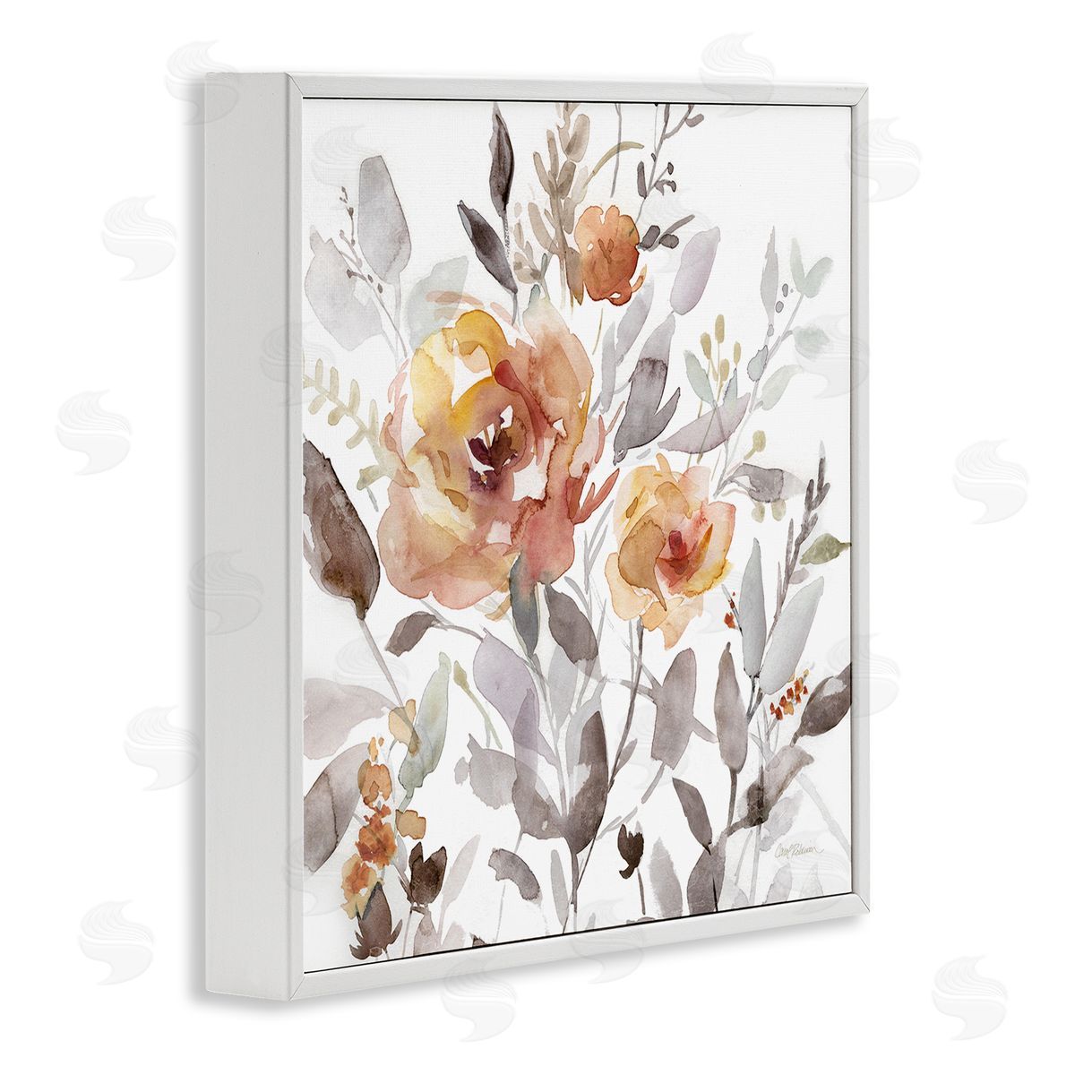Energetic Florals on White White Frame Print Wall Art, Home Decor by Carol Robinson