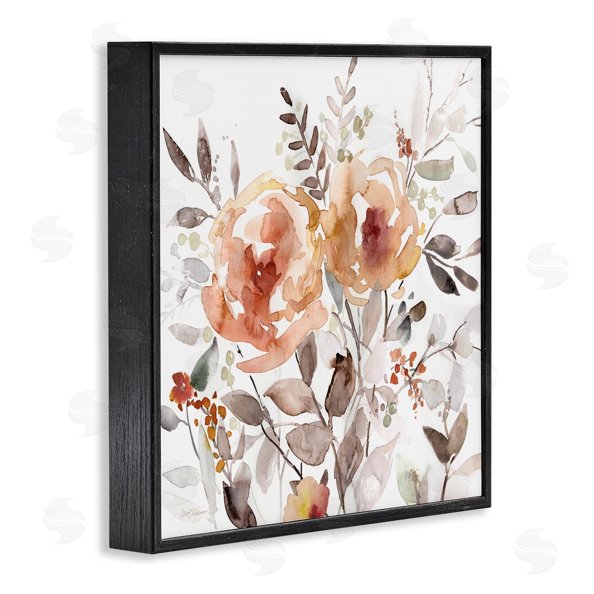 Floral Impressions on White Black Frame Print Wall Art, Home Decor by Carol Robinson