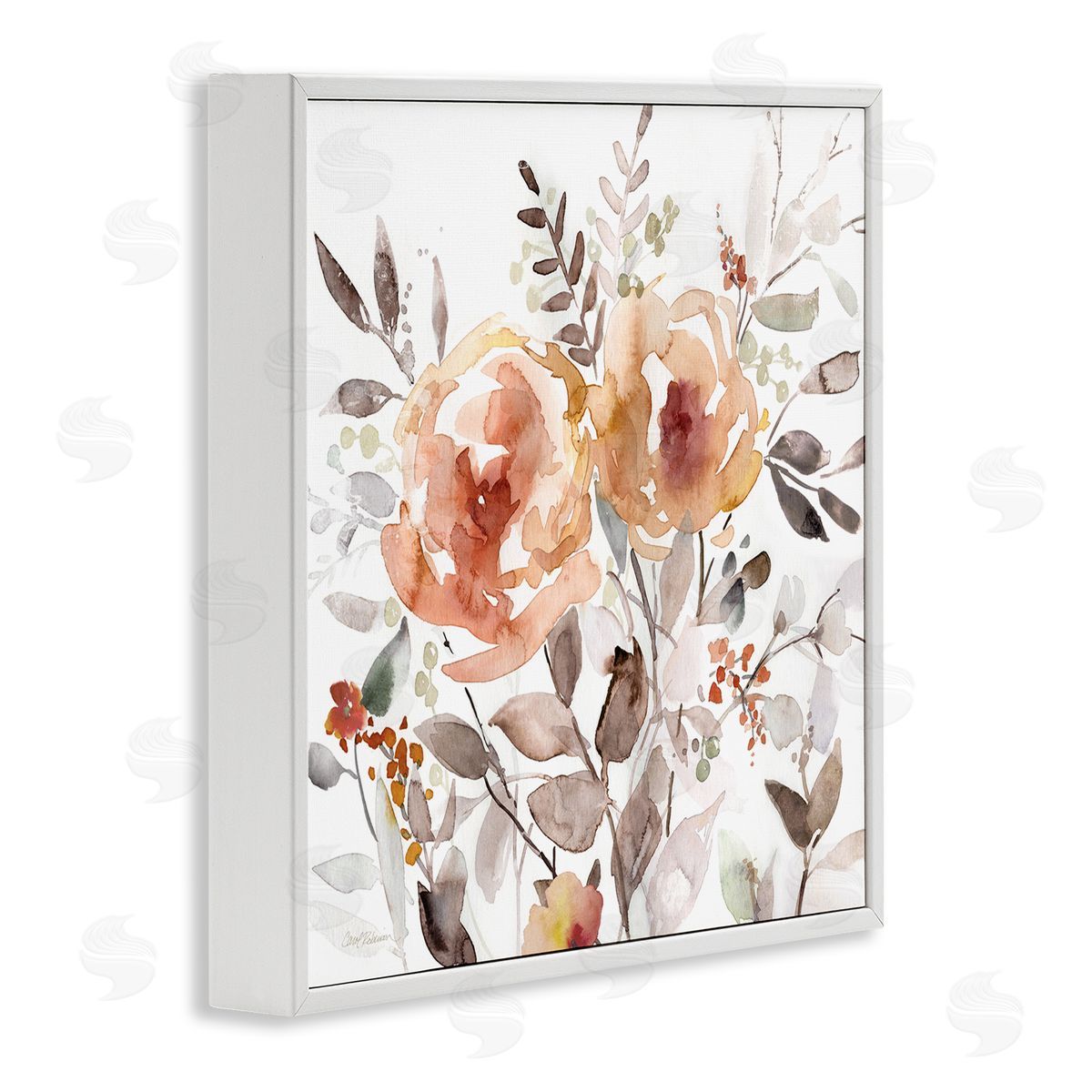 Floral Impressions on White White Frame Print Wall Art, Home Decor by Carol Robinson