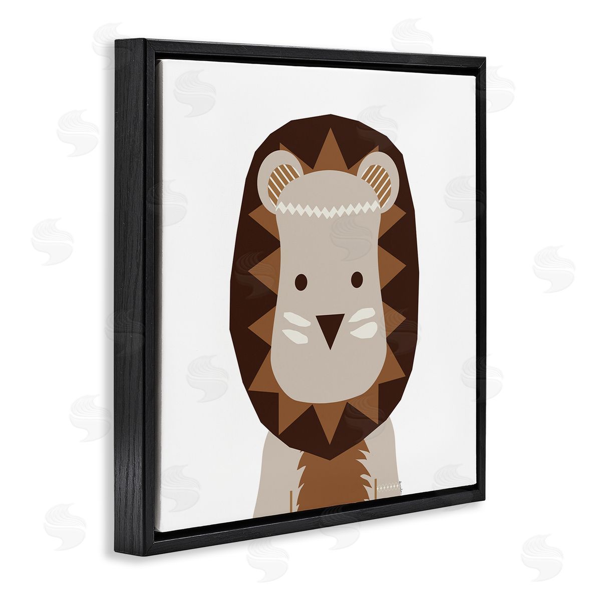 Neutral Tone Lion Black Floating Frame Canvas Wall Art, Home Decor by Daniela Santiago