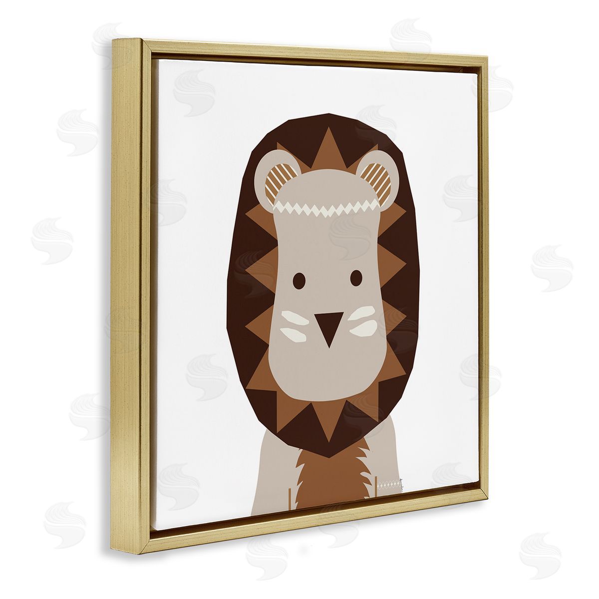 Neutral Tone Lion Gold Floating Frame Canvas Wall Art, Home Decor by Daniela Santiago