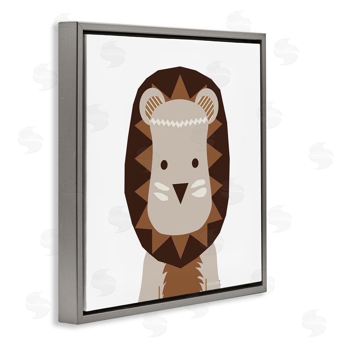 Neutral Tone Lion Grey Floating Frame Canvas Wall Art, Home Decor by Daniela Santiago