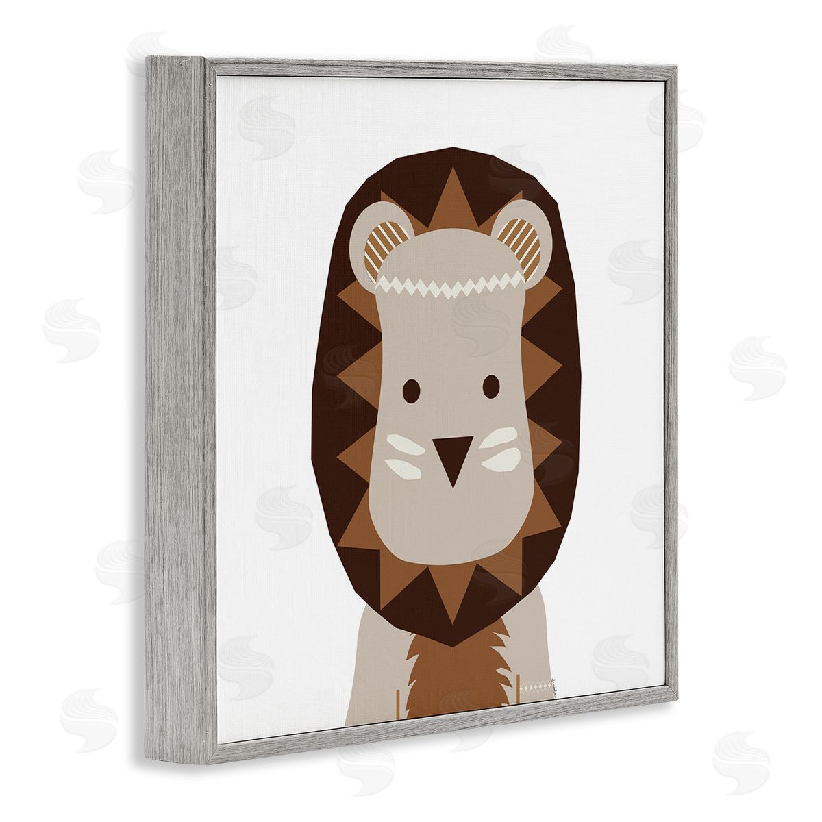 Neutral Tone Lion Grey Frame Print Wall Art, Home Decor by Daniela Santiago