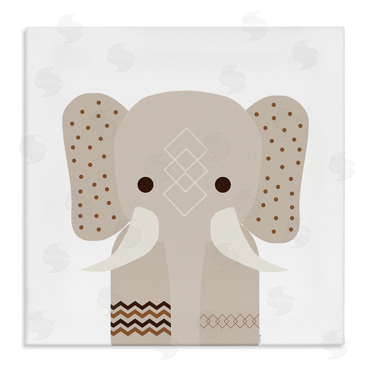 Neutral Tone Elephant Canvas Wall Art, Home Decor by Daniela Santiago