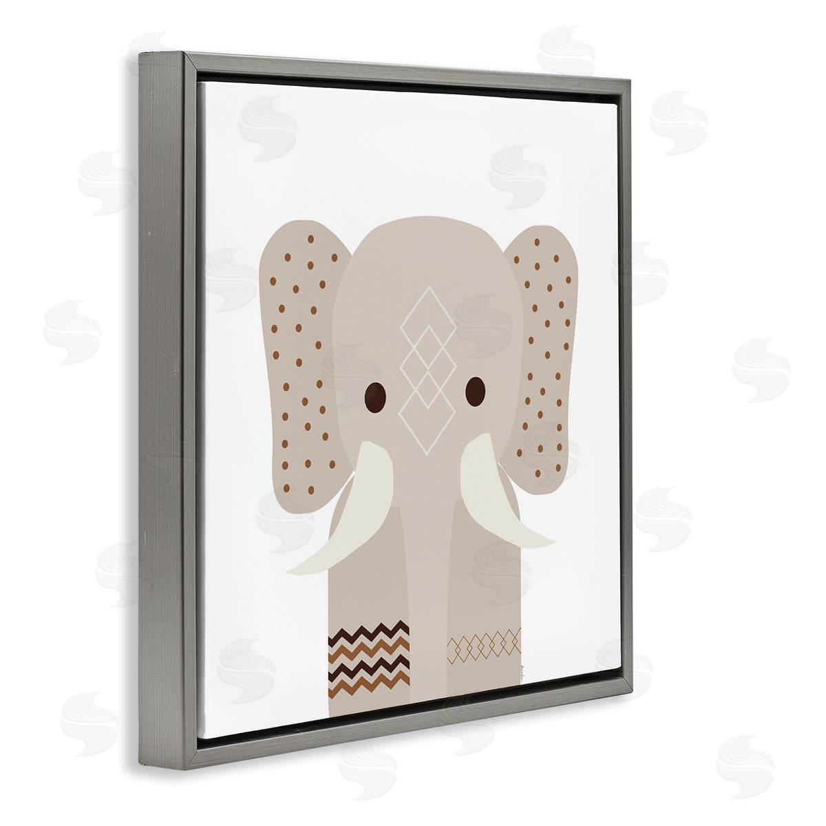 Neutral Tone Elephant Grey Floating Frame Canvas Wall Art, Home Decor by Daniela Santiago