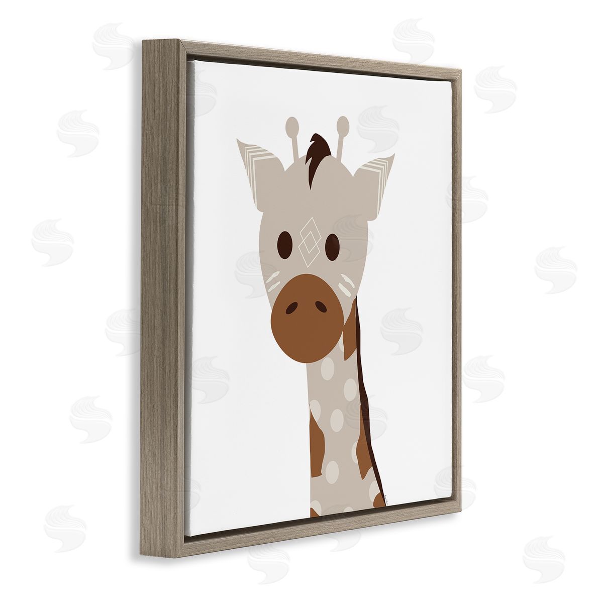 Neutral Tone Giraffe Brown Floating Frame Canvas Wall Art, Home Decor by Daniela Santiago