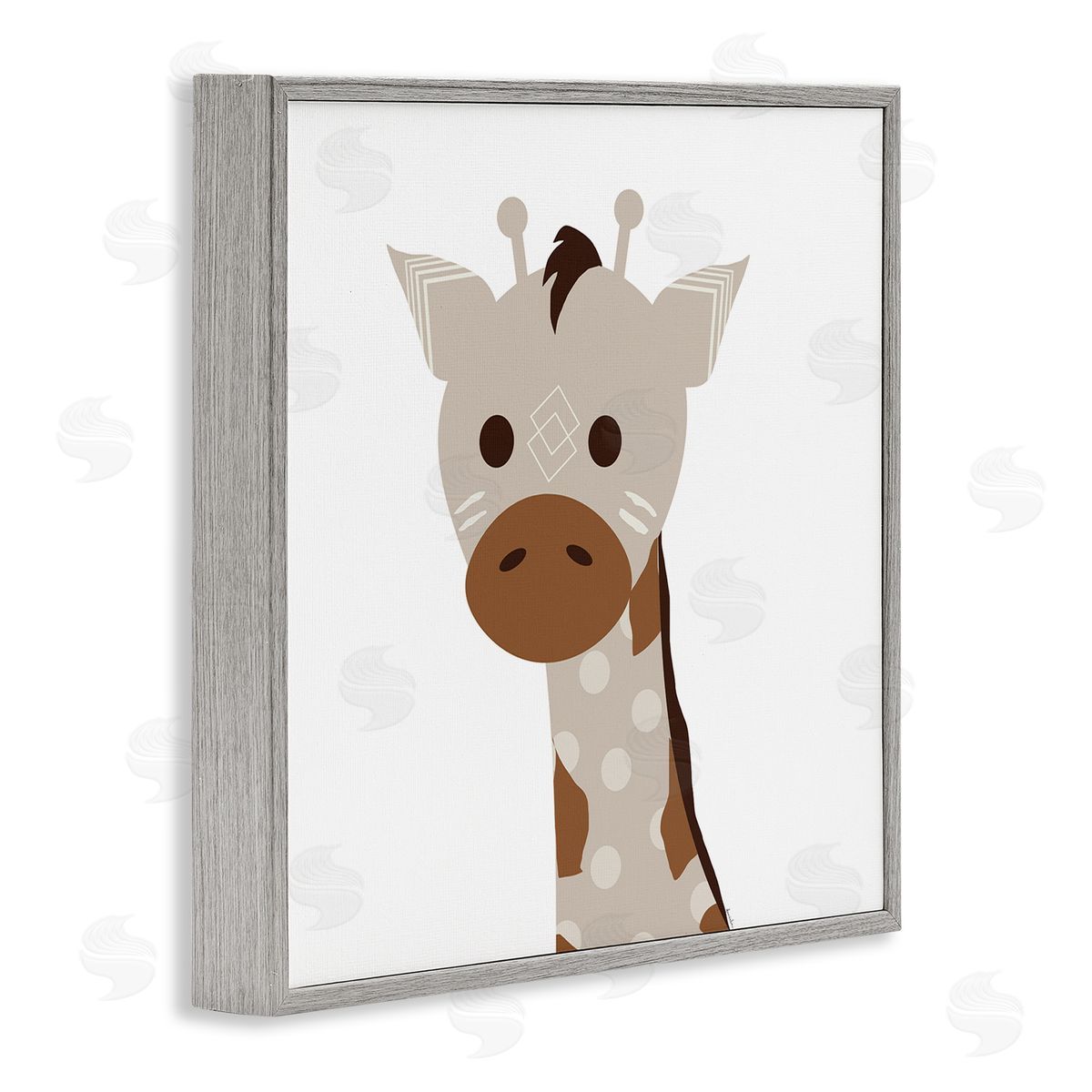 Neutral Tone Giraffe Grey Frame Print Wall Art, Home Decor by Daniela Santiago