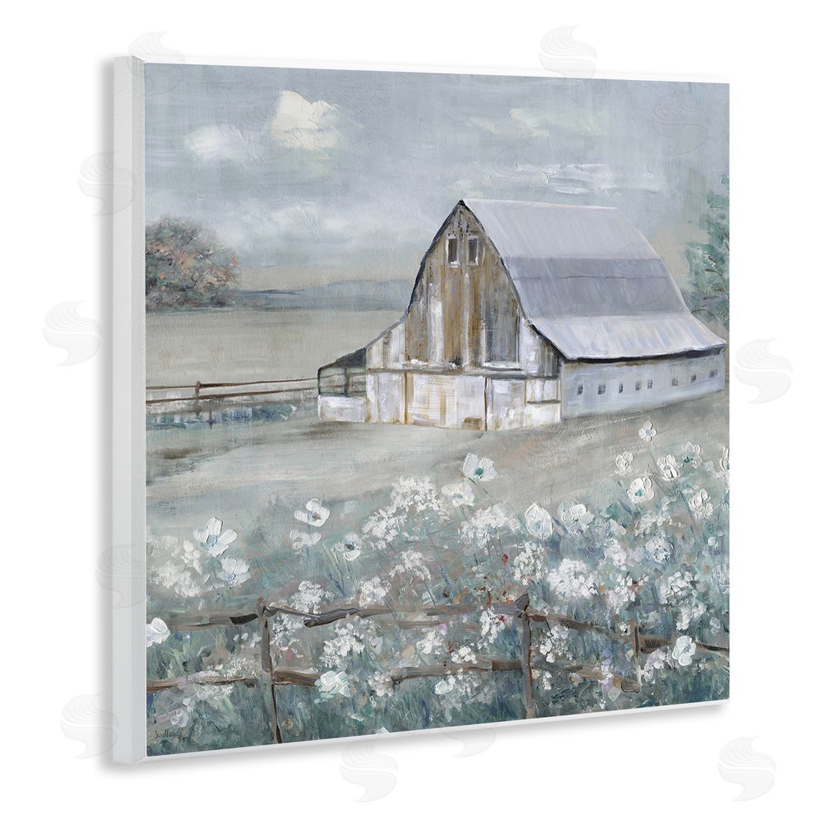 Blooming Farmhouse Meadow Wood Plaque Wall Art, Home Decor by Sally Swatland