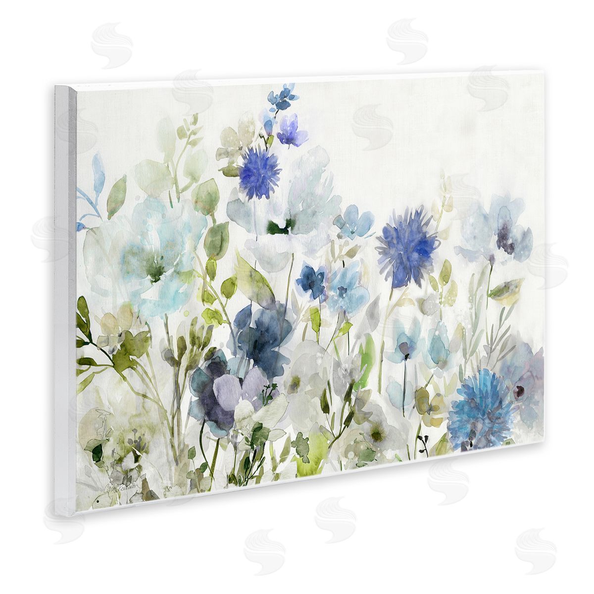 Blue Opaque Flower Layers Wood Plaque Wall Art, Home Decor by Carol Robinson