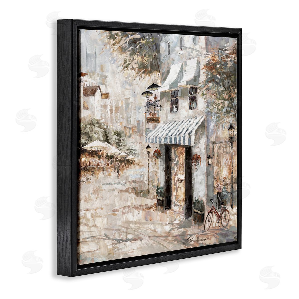 City Bistro Shopfront Black Floating Frame Canvas Wall Art, Home Decor by Ruane Manning