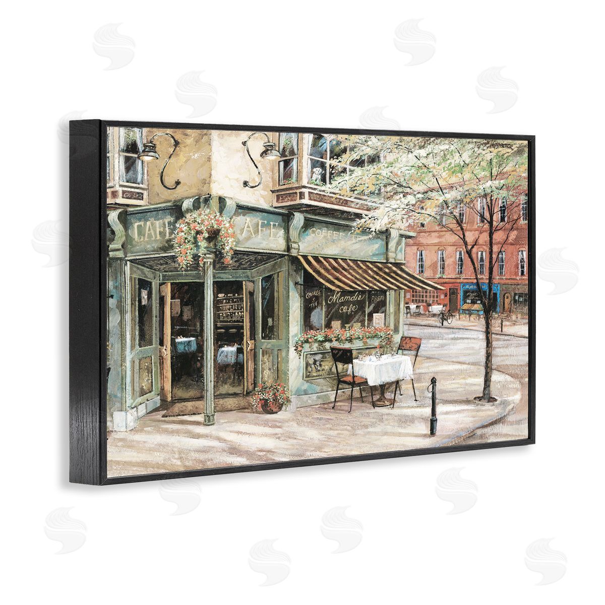City Corner Café Black Frame Print Wall Art, Home Decor by Ruane Manning
