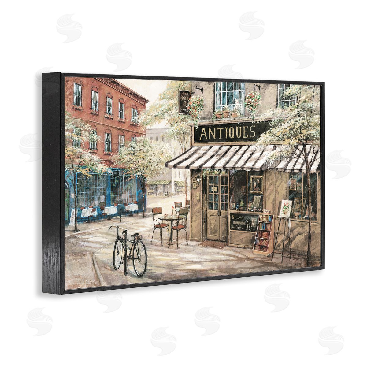 Cozy Town Antiques Shop Black Frame Print Wall Art, Home Decor by Ruane Manning