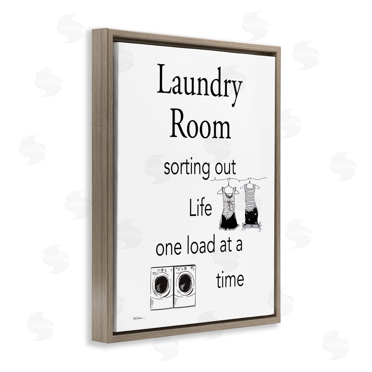 Funny Minimal Laundry Phrase Brown Floating Frame Canvas Wall Art, Home Decor by Carol Robinson