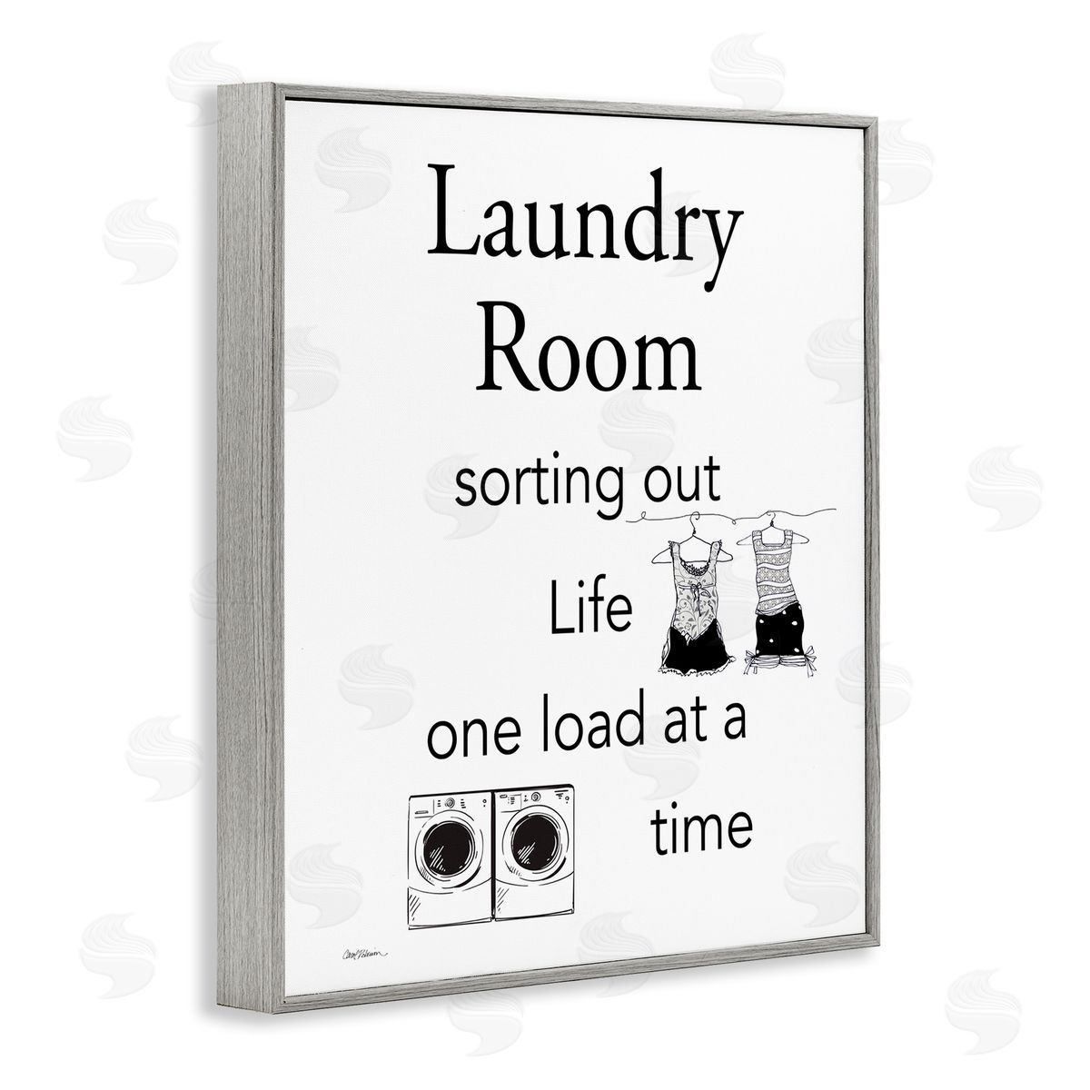 Funny Minimal Laundry Phrase Grey Frame Print Wall Art, Home Decor by Carol Robinson