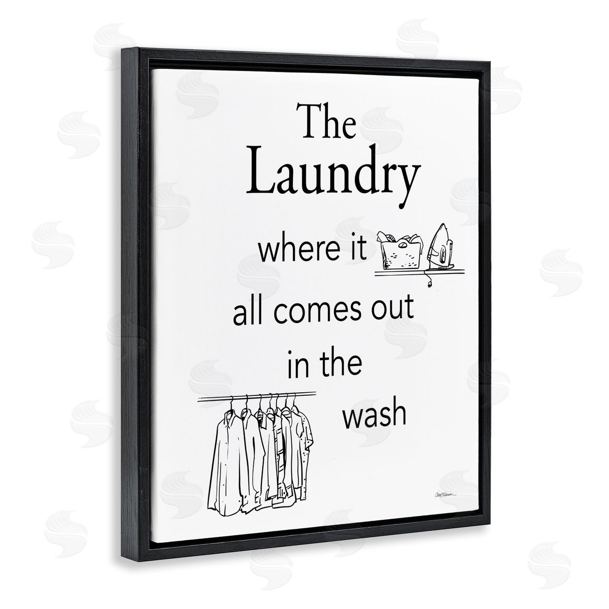All Comes Out Laundry Black Floating Frame Canvas Wall Art, Home Decor by Carol Robinson