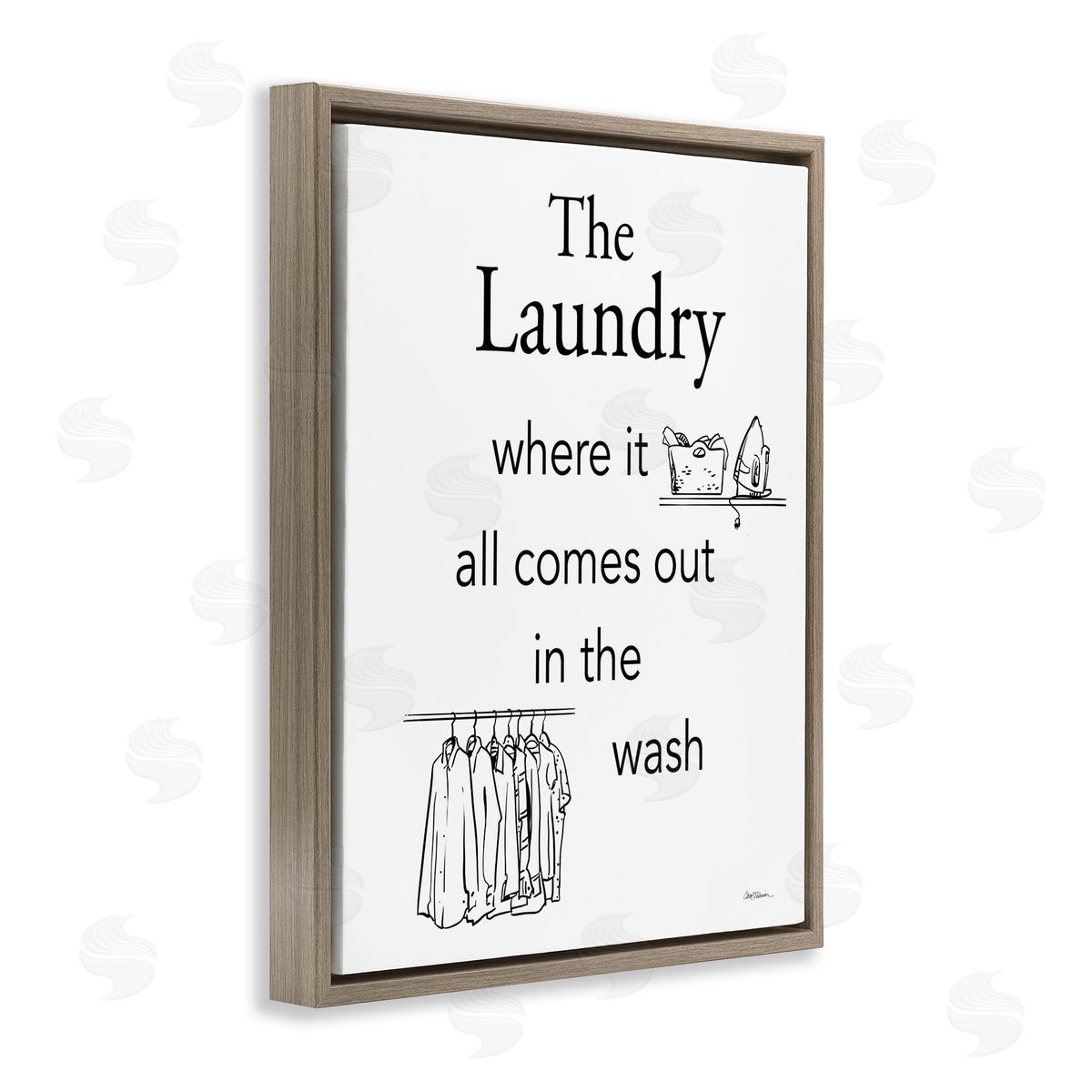 All Comes Out Laundry Brown Floating Frame Canvas Wall Art, Home Decor by Carol Robinson
