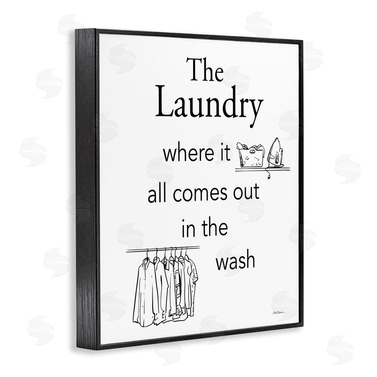 All Comes Out Laundry Black Frame Print Wall Art, Home Decor by Carol Robinson