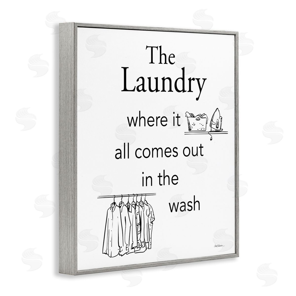 All Comes Out Laundry Grey Frame Print Wall Art, Home Decor by Carol Robinson