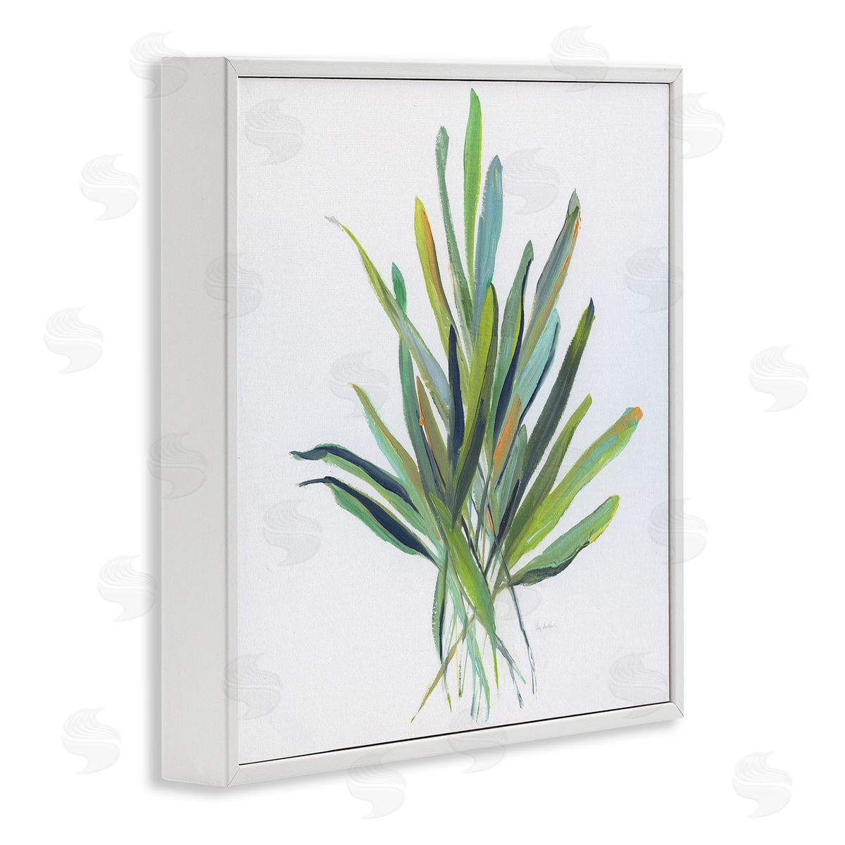Plant Leaf Sprigs White Frame Print Wall Art, Home Decor by Sally Swatland