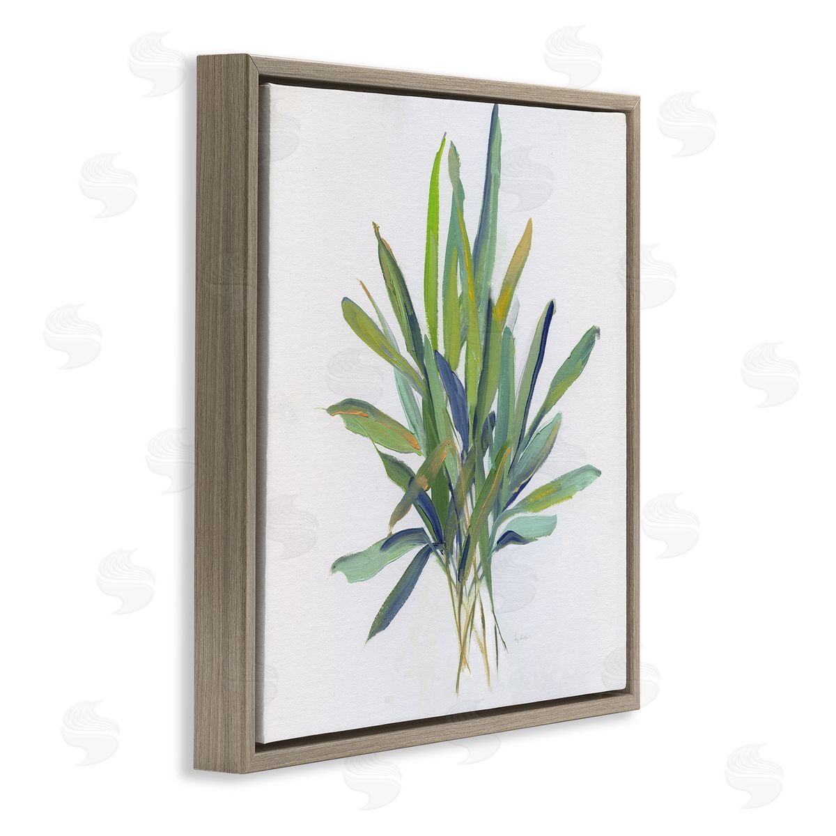 Layered Leaf Sprigs Brown Floating Frame Canvas Wall Art, Home Decor by Sally Swatland