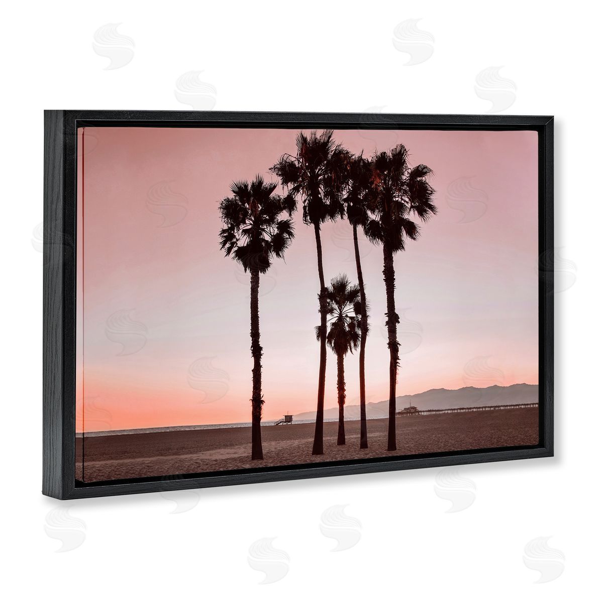 Cluster of Palm Trees Black Floating Frame Canvas Wall Art, Home Decor by Natalie Carpentieri