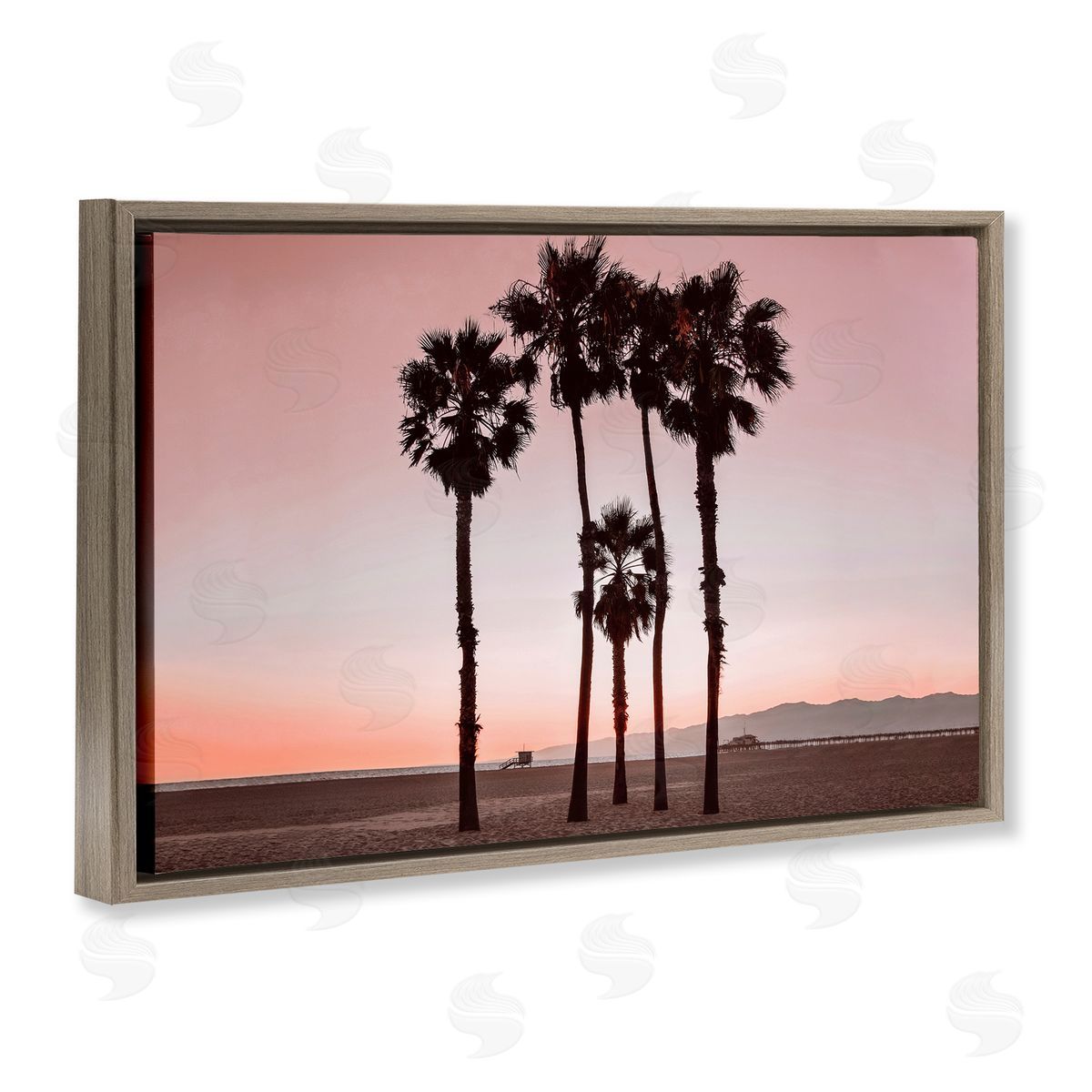 Cluster of Palm Trees Brown Floating Frame Canvas Wall Art, Home Decor by Natalie Carpentieri