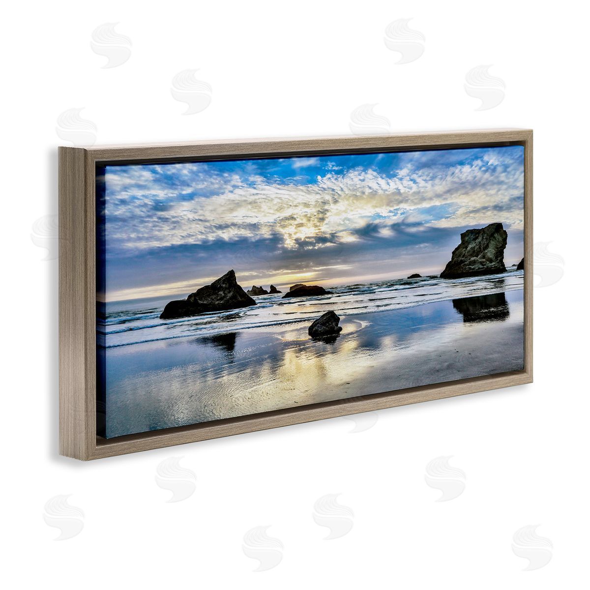 Rocks Protruding on Beach Brown Floating Frame Canvas Wall Art, Home Decor by Danita Delimont
