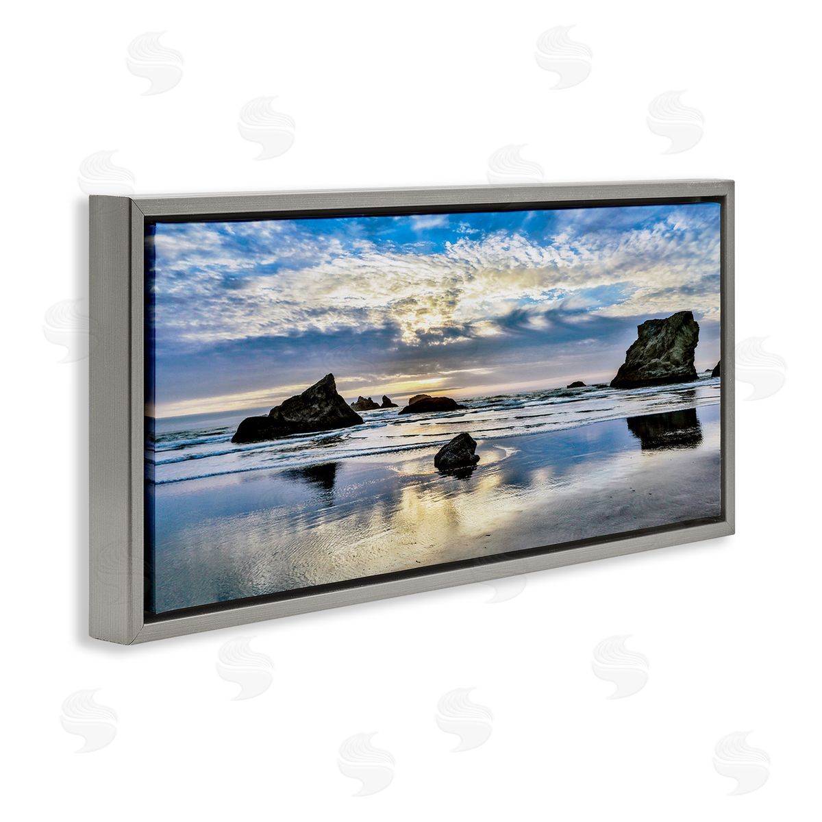 Rocks Protruding on Beach Grey Floating Frame Canvas Wall Art, Home Decor by Danita Delimont