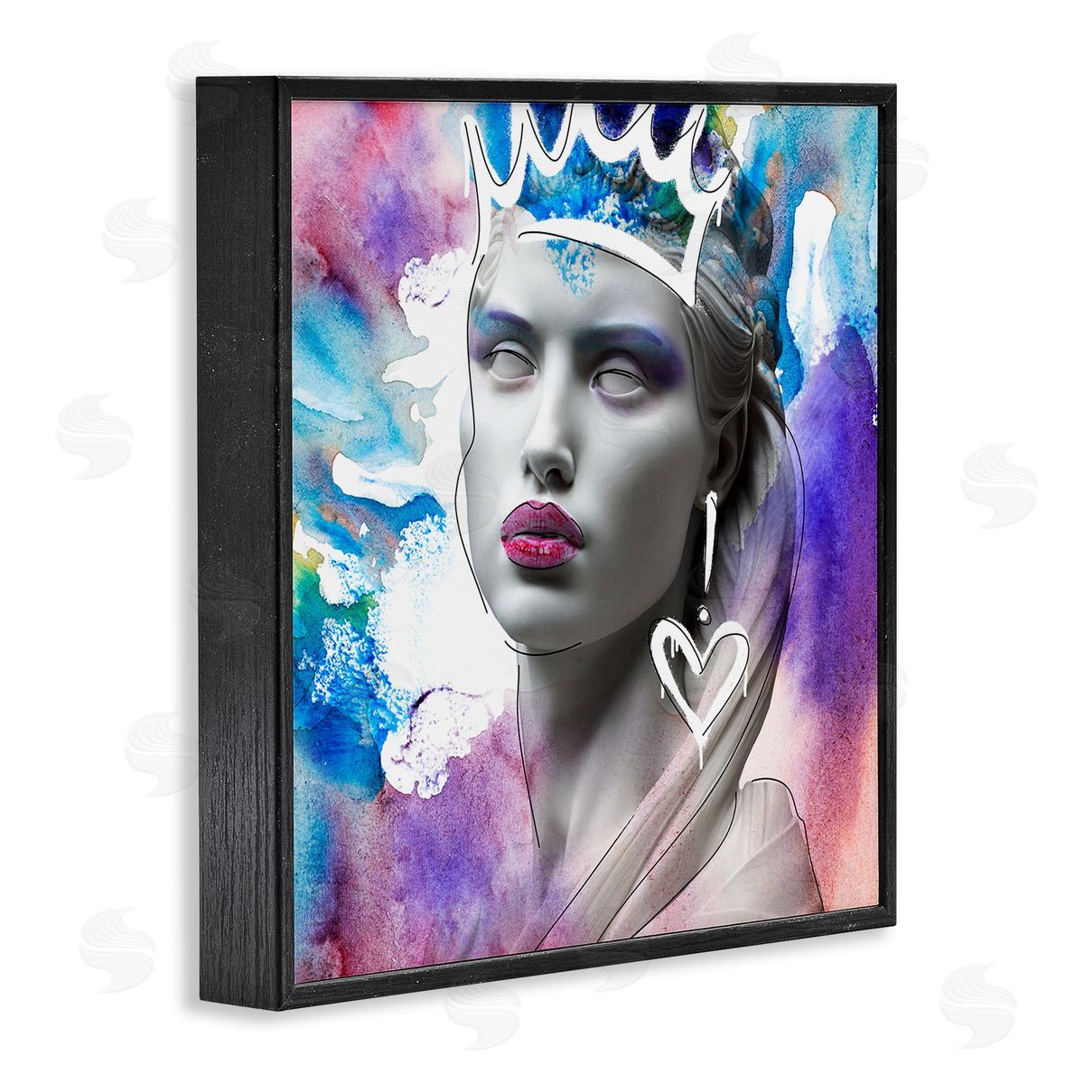 Modern Crowned Woman Black Frame Print Wall Art, Home Decor by CAD Designs