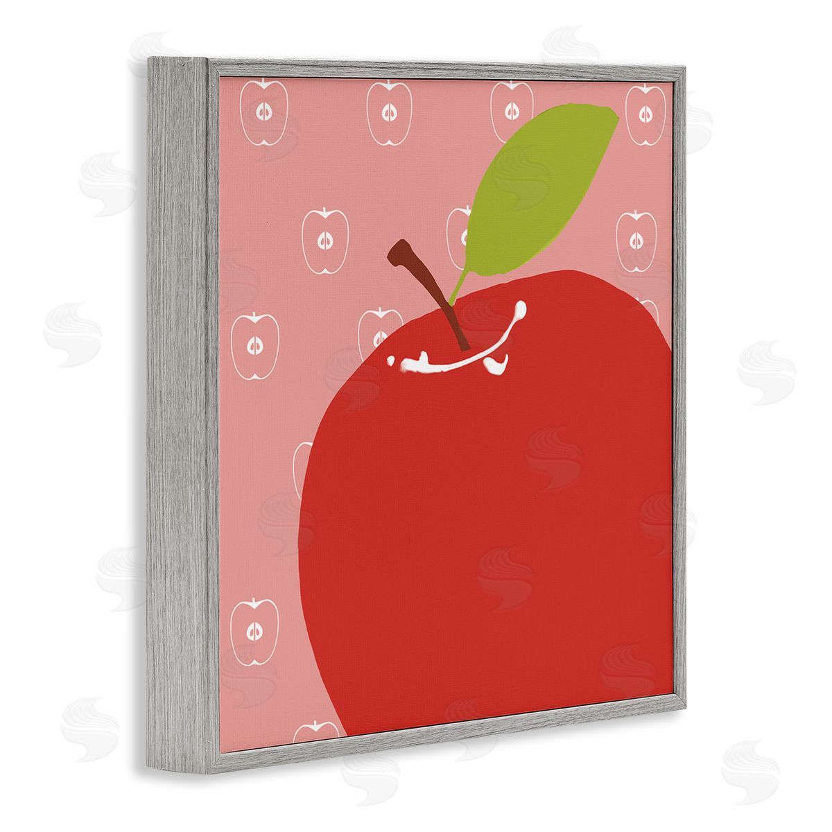 Bright Apple Fruit Grey Frame Print Wall Art, Home Decor by Daniela Santiago