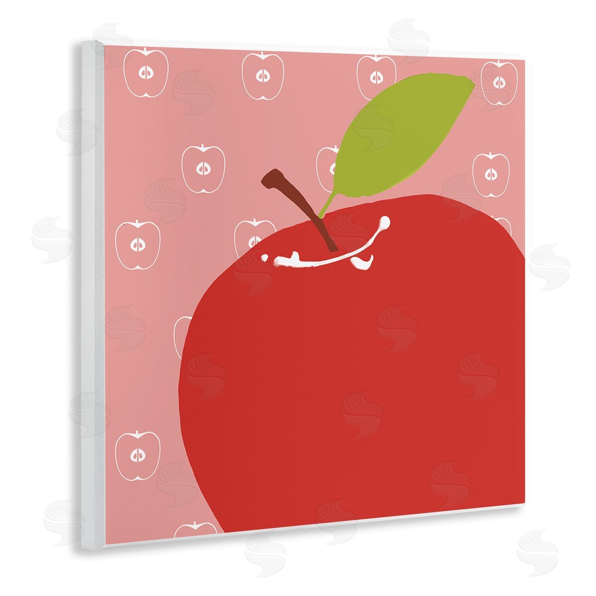 Bright Apple Fruit Wood Plaque Wall Art, Home Decor by Daniela Santiago