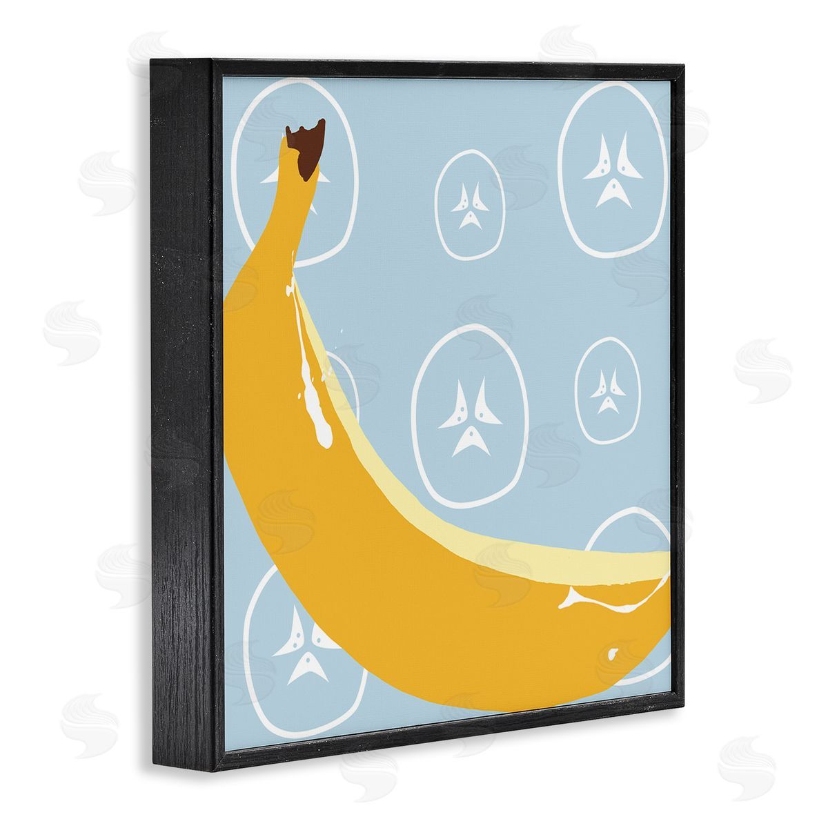 Bright Banana Fruit Black Frame Print Wall Art, Home Decor by Daniela Santiago