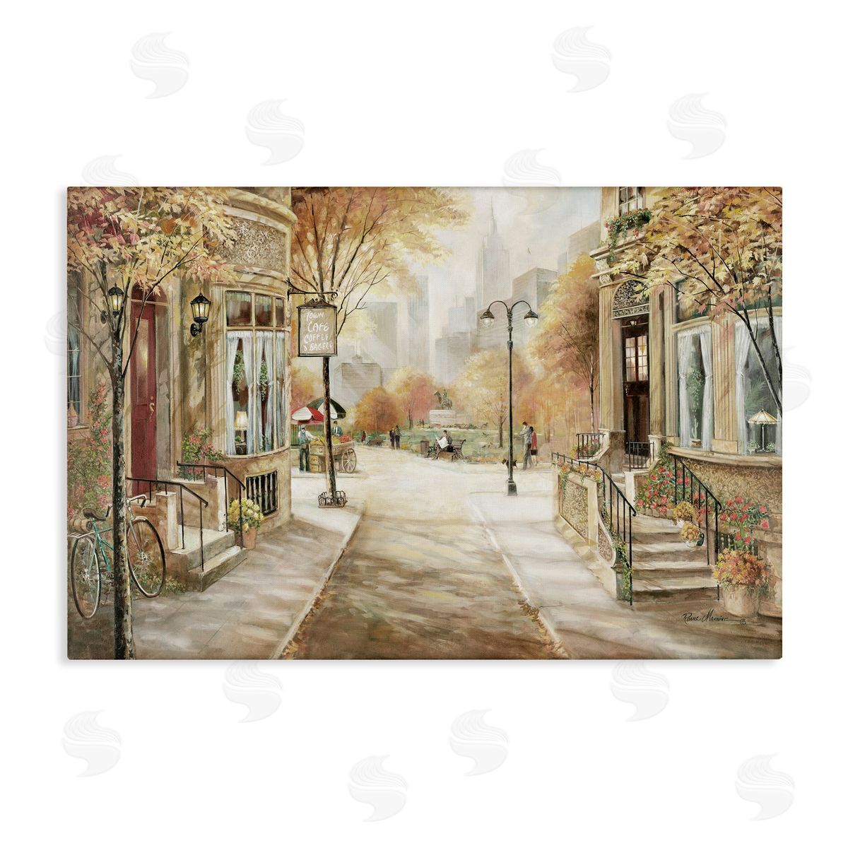 City Street Shopfronts Canvas Wall Art, Home Decor by Ruane Manning
