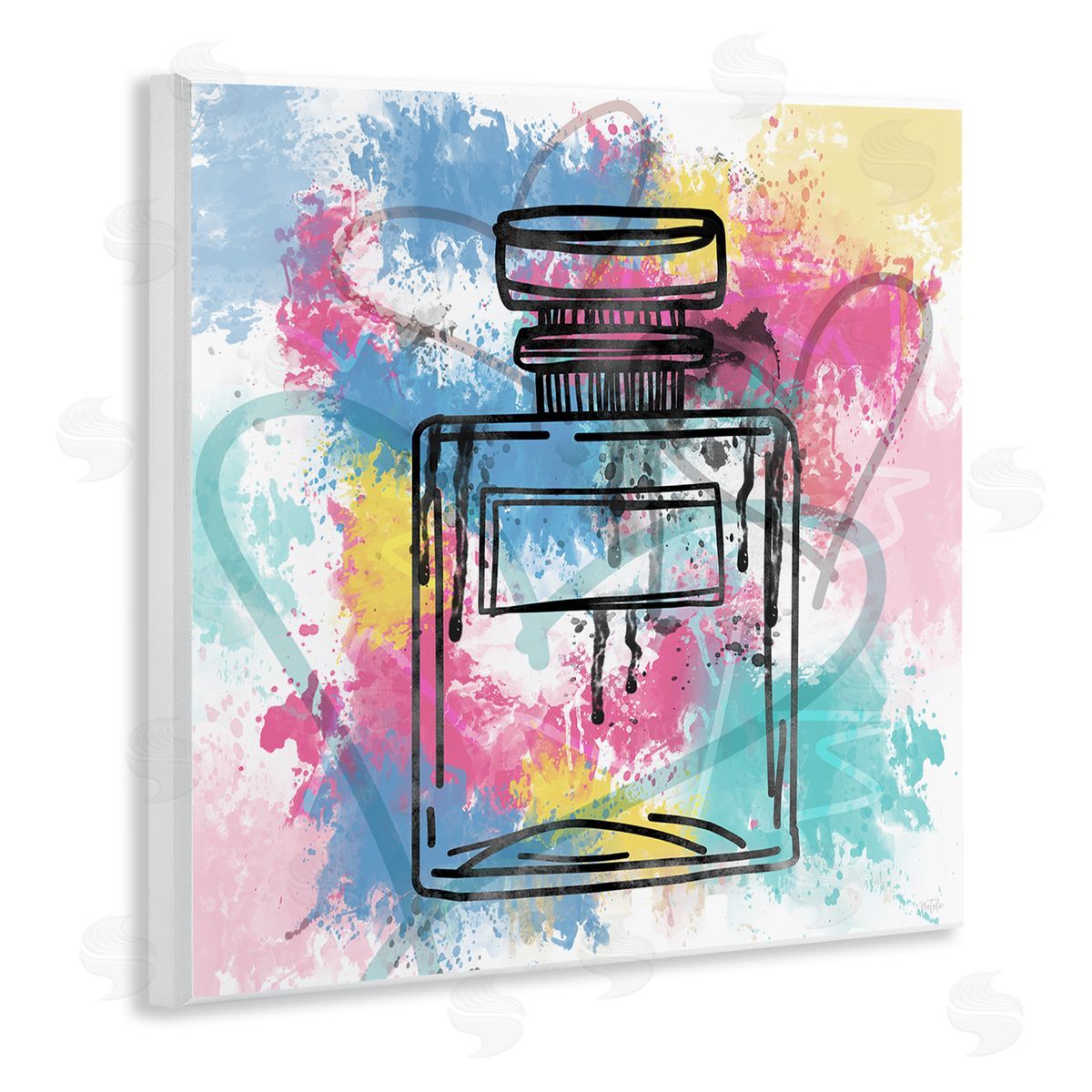 Modern Splash Bottle Wood Plaque Wall Art, Home Decor by Natalie Carpentieri