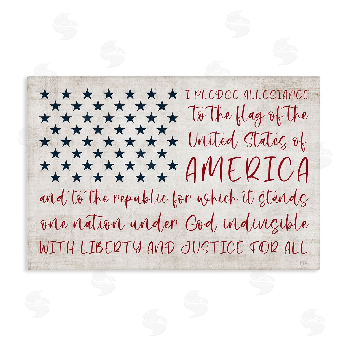 Patriotic Pledge of Allegiance Canvas Wall Art, Home Decor by Natalie Carpentieri