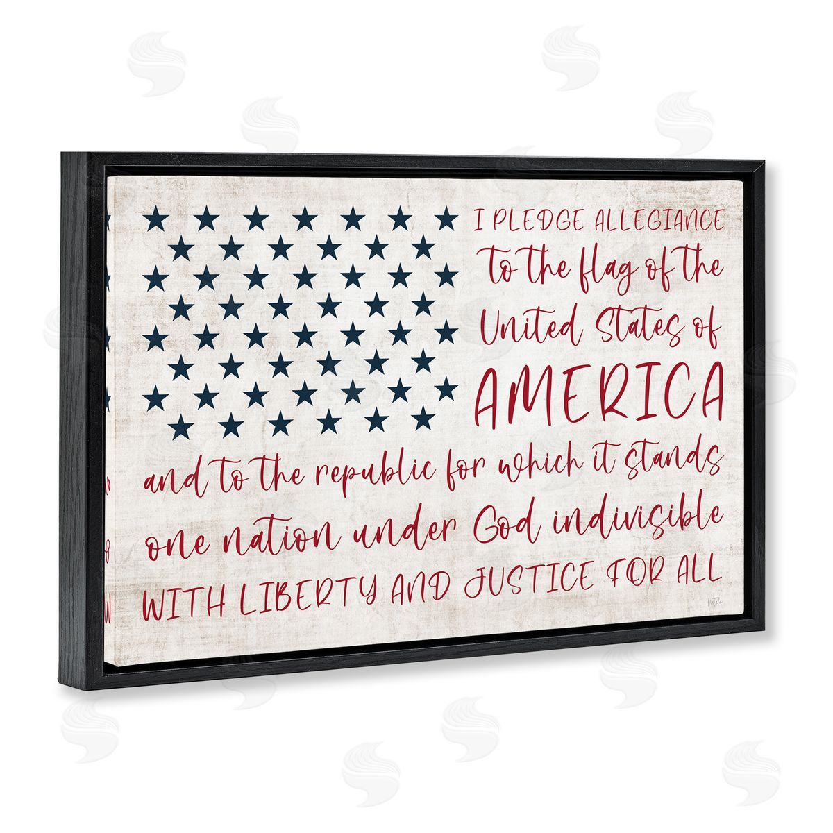 Patriotic Pledge of Allegiance Black Floating Frame Canvas Wall Art, Home Decor by Natalie Carpentieri