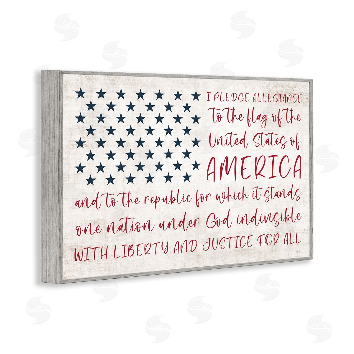 Patriotic Pledge of Allegiance Grey Frame Print Wall Art, Home Decor by Natalie Carpentieri