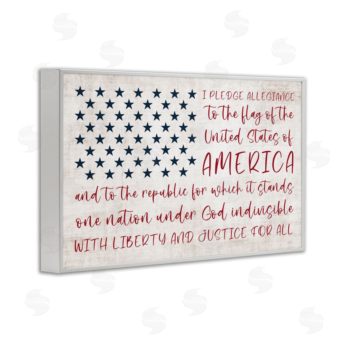 Patriotic Pledge of Allegiance White Frame Print Wall Art, Home Decor by Natalie Carpentieri