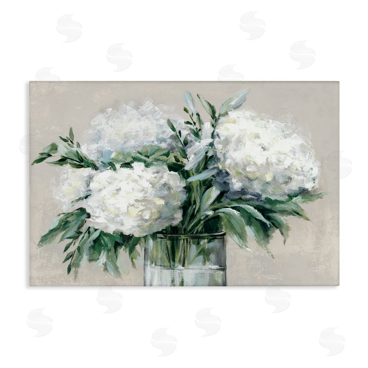 Full Hydrangeas in White Canvas Wall Art, Home Decor by Alex Black
