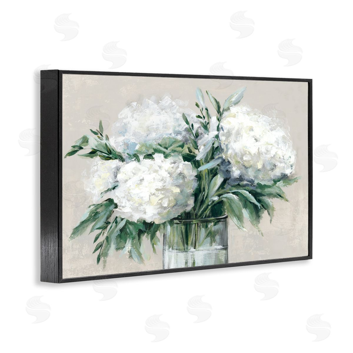 Full Hydrangeas in White Black Frame Print Wall Art, Home Decor by Alex Black