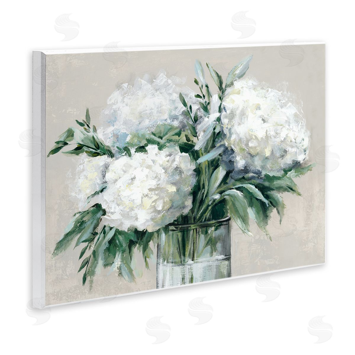 Full Hydrangeas in White Wood Plaque Wall Art, Home Decor by Alex Black
