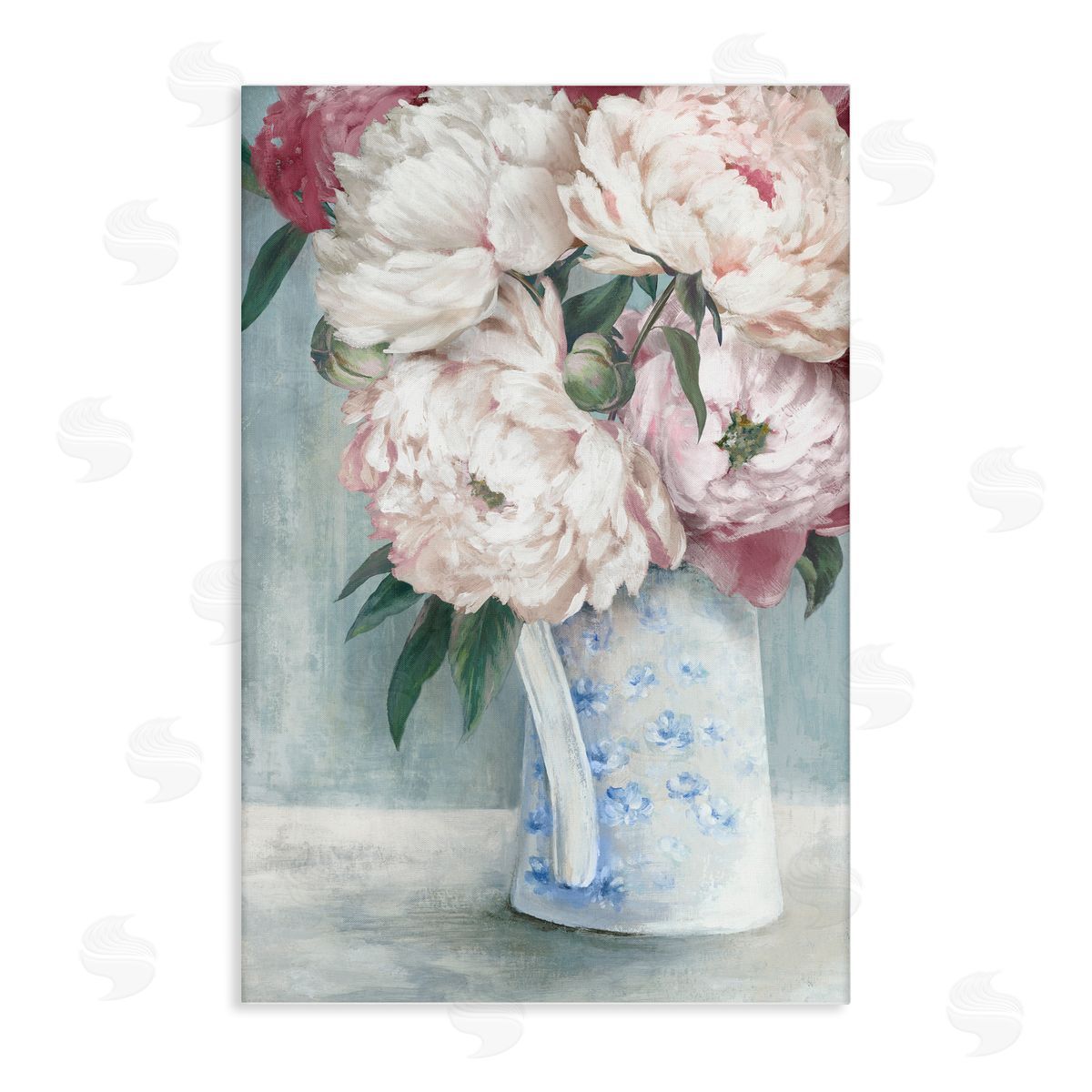 Peony Blossom Vase Canvas Wall Art, Home Decor by Alex Black